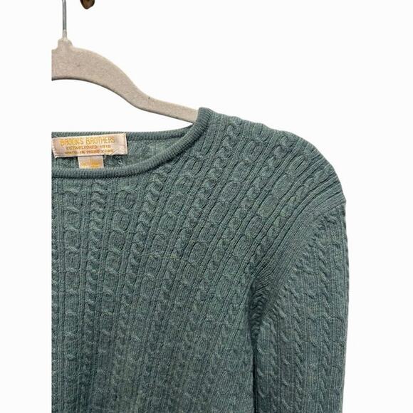 Vintage Brooks Brothers Merino Wool Sweater Cable Knit Turquoise Blue Women's S - Picture 1 of 6